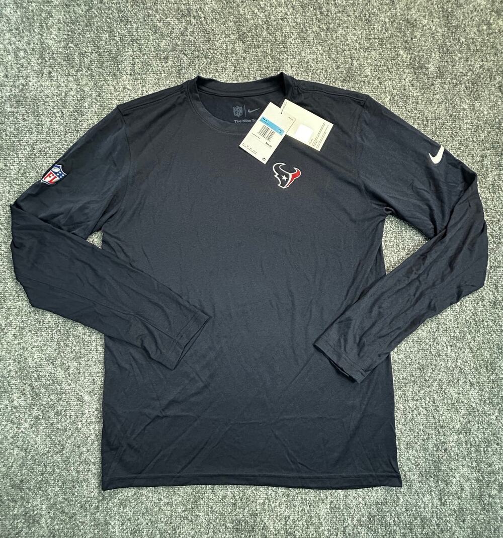 Nike Houston Texans NFL Dri-FIT Long Sleeve Shirt Men's Medium NWT Navy - Picture 1 of 9